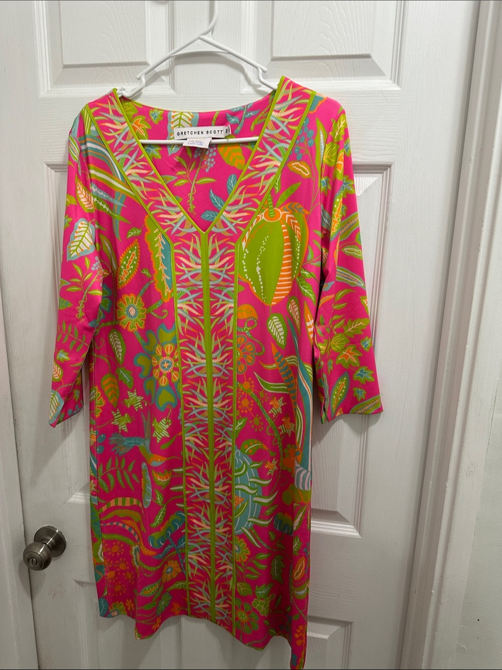 GRETCHEN SCOTT BORDERTOWN DRESS HUMMINGBIRD HEAVEN IN PINK